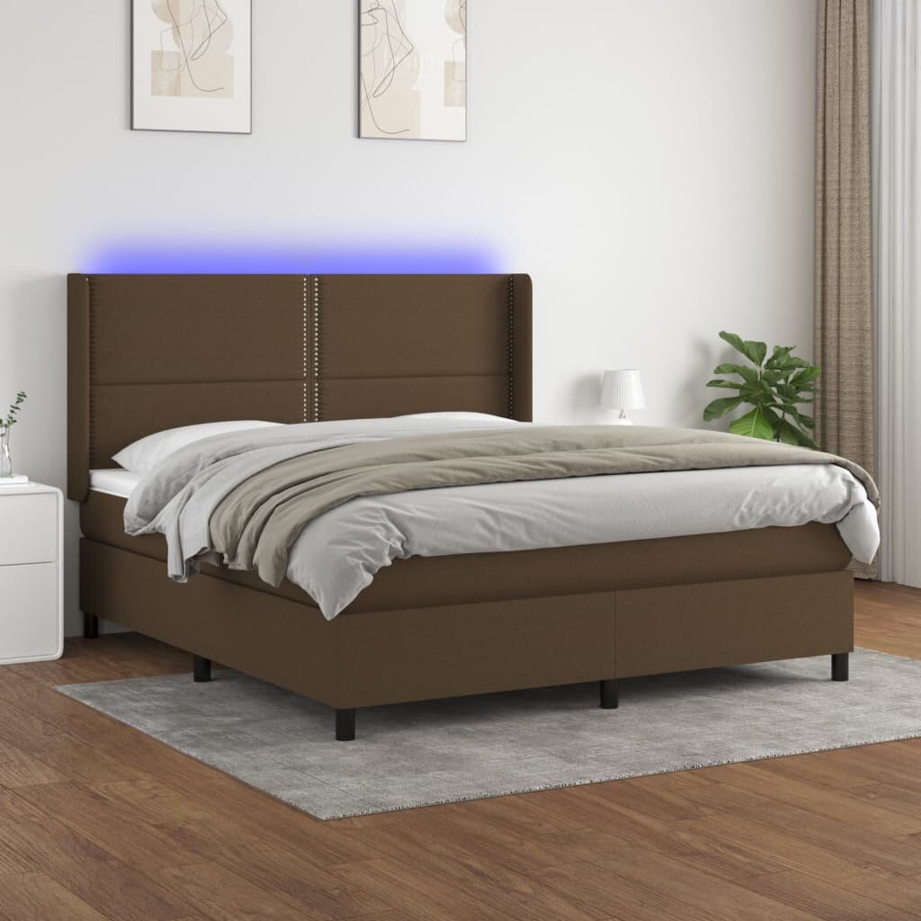 vidaXL LED кутия за пружини с легло с таблото текстил