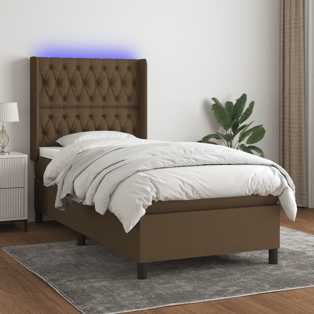 vidaXL LED кутия за пружини с легло с таблото текстил