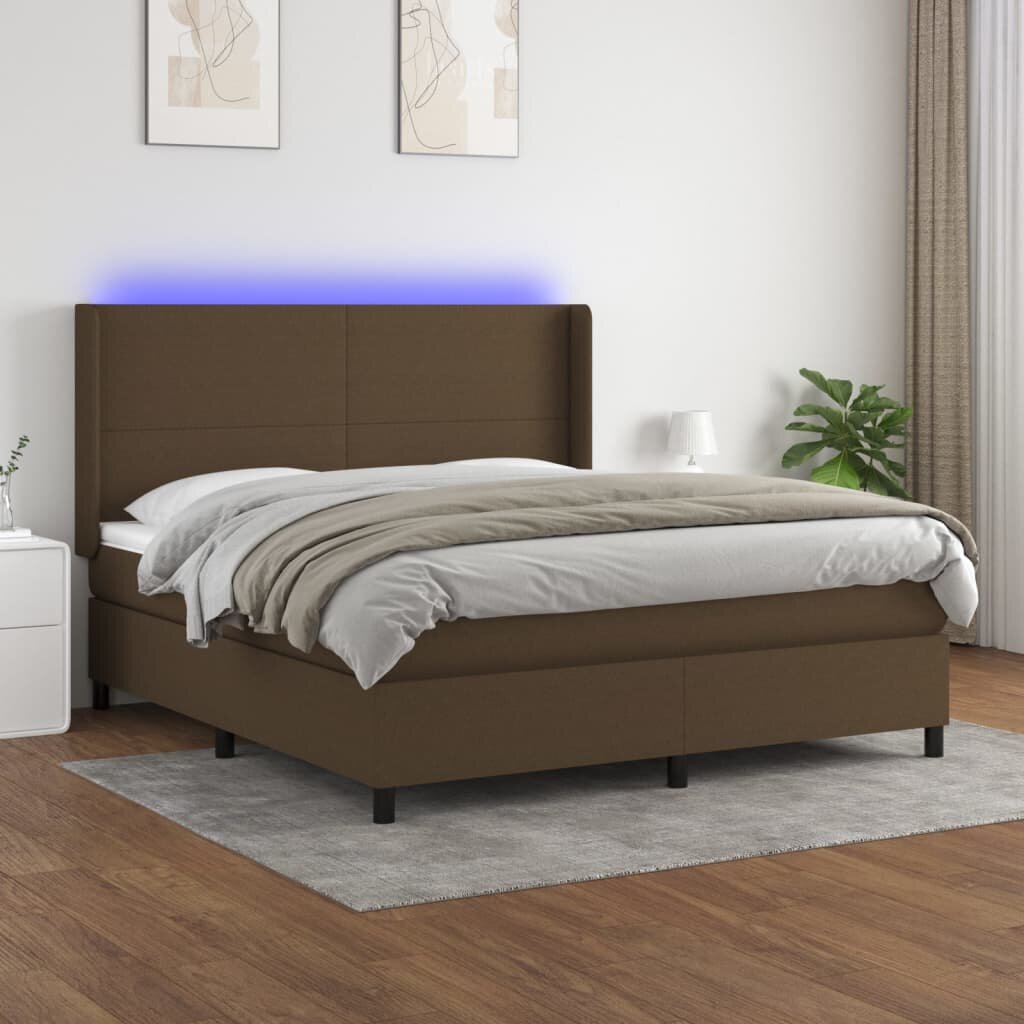vidaXL LED кутия за пружини с легло с таблото текстил