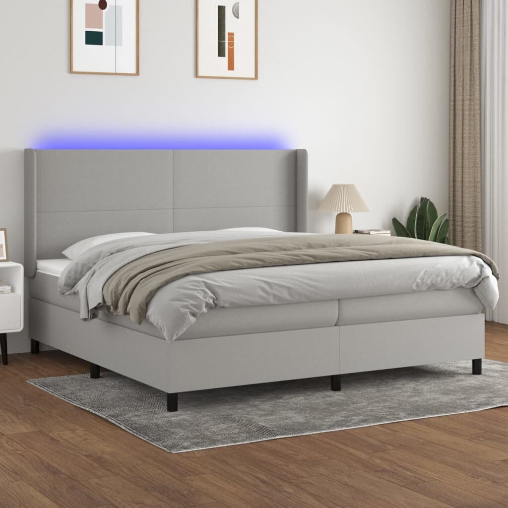vidaXL LED кутия за пружини с легло с таблото текстил