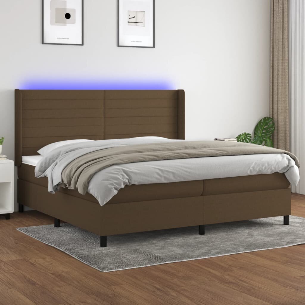 vidaXL LED кутия за пружини с легло с таблото текстил