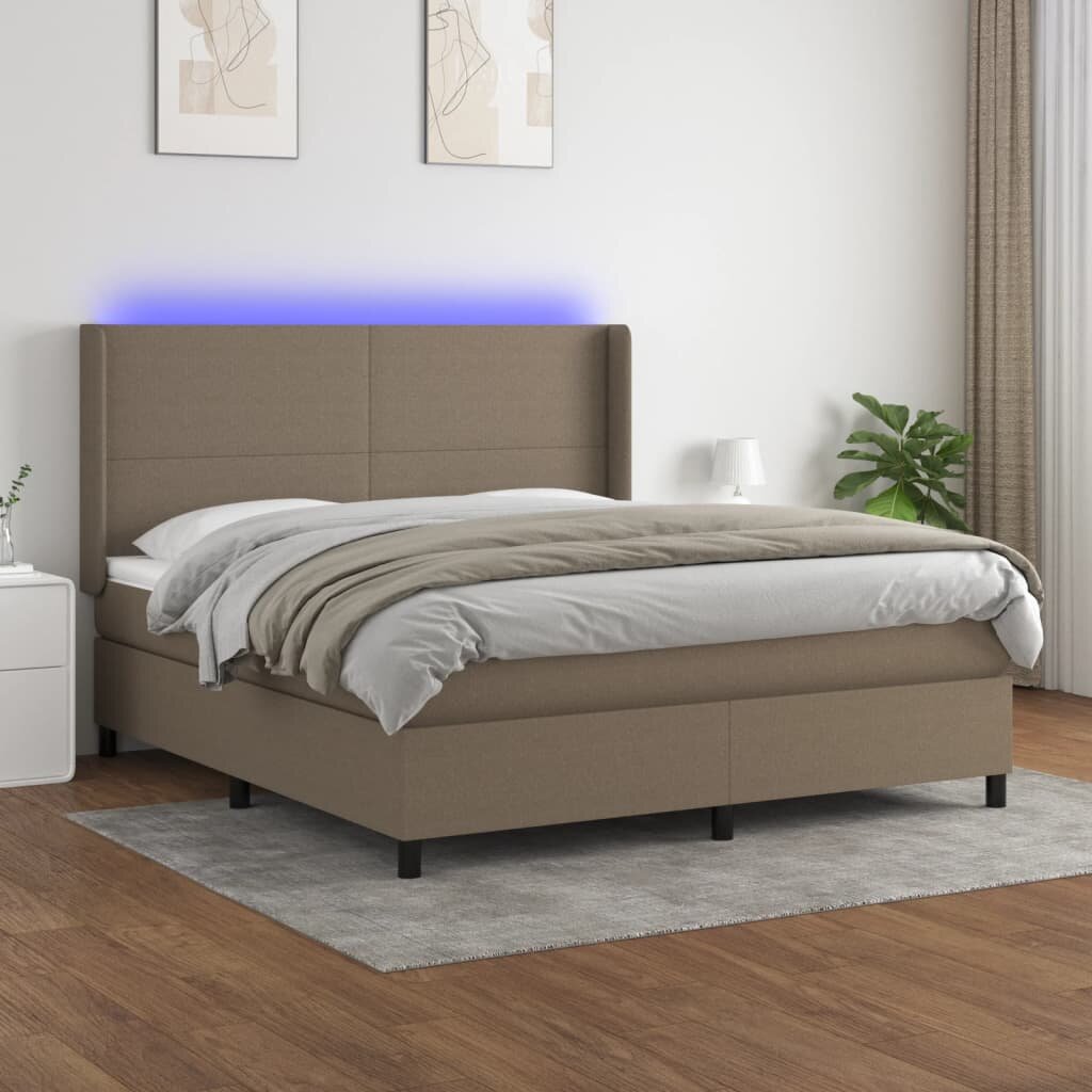 vidaXL LED кутия за пружини с легло с таблото текстил