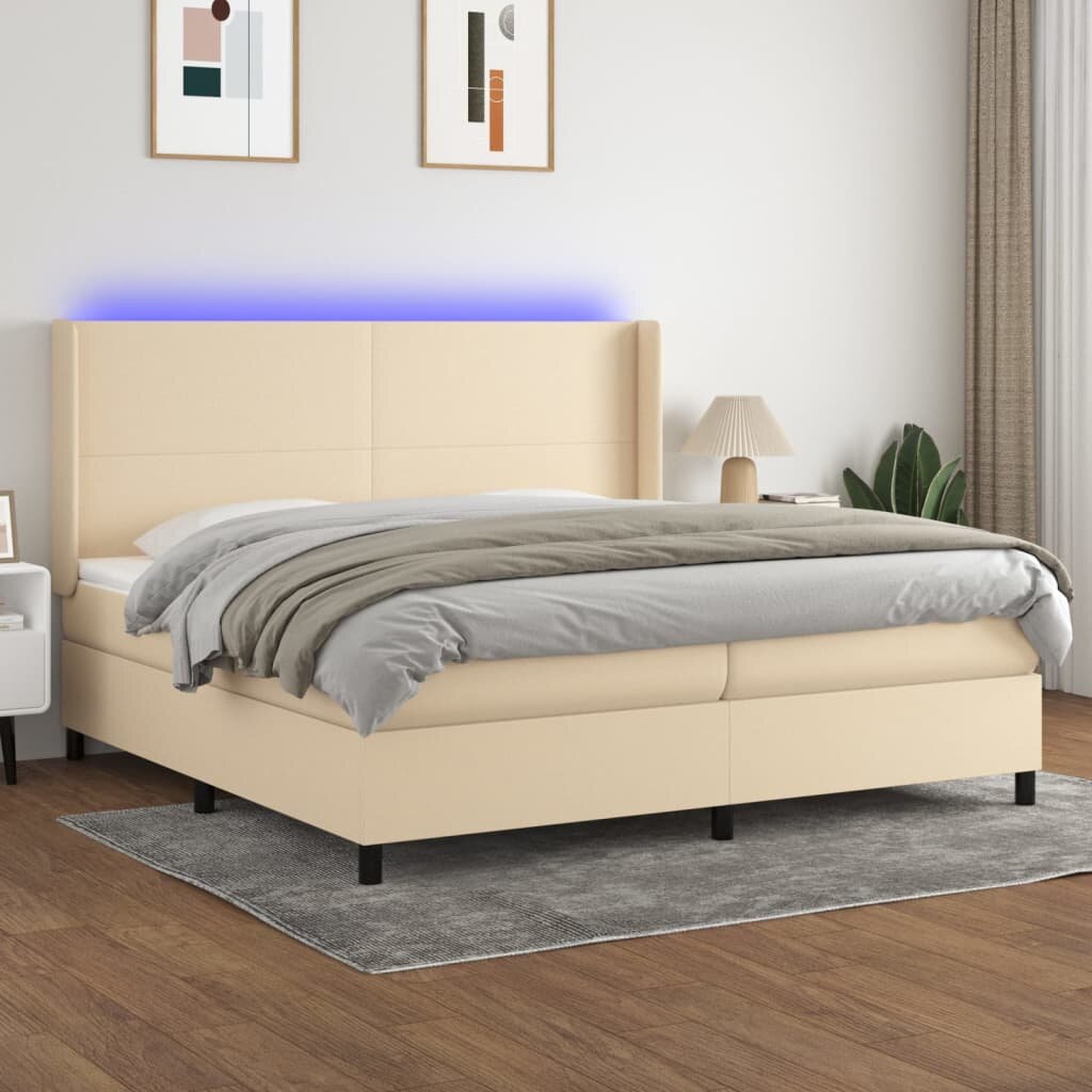 vidaXL LED кутия за пружини с легло с таблото текстил