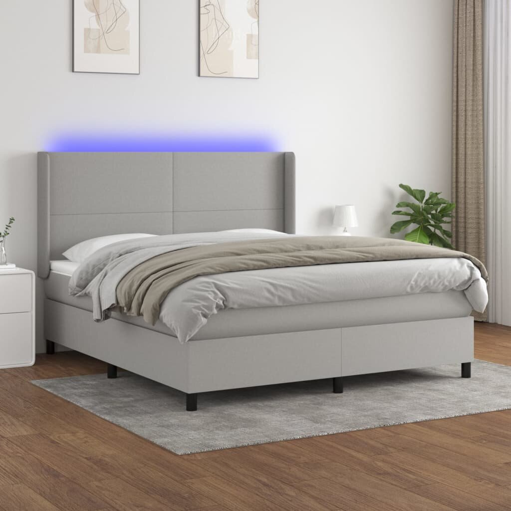 vidaXL LED кутия за пружини с легло с таблото текстил