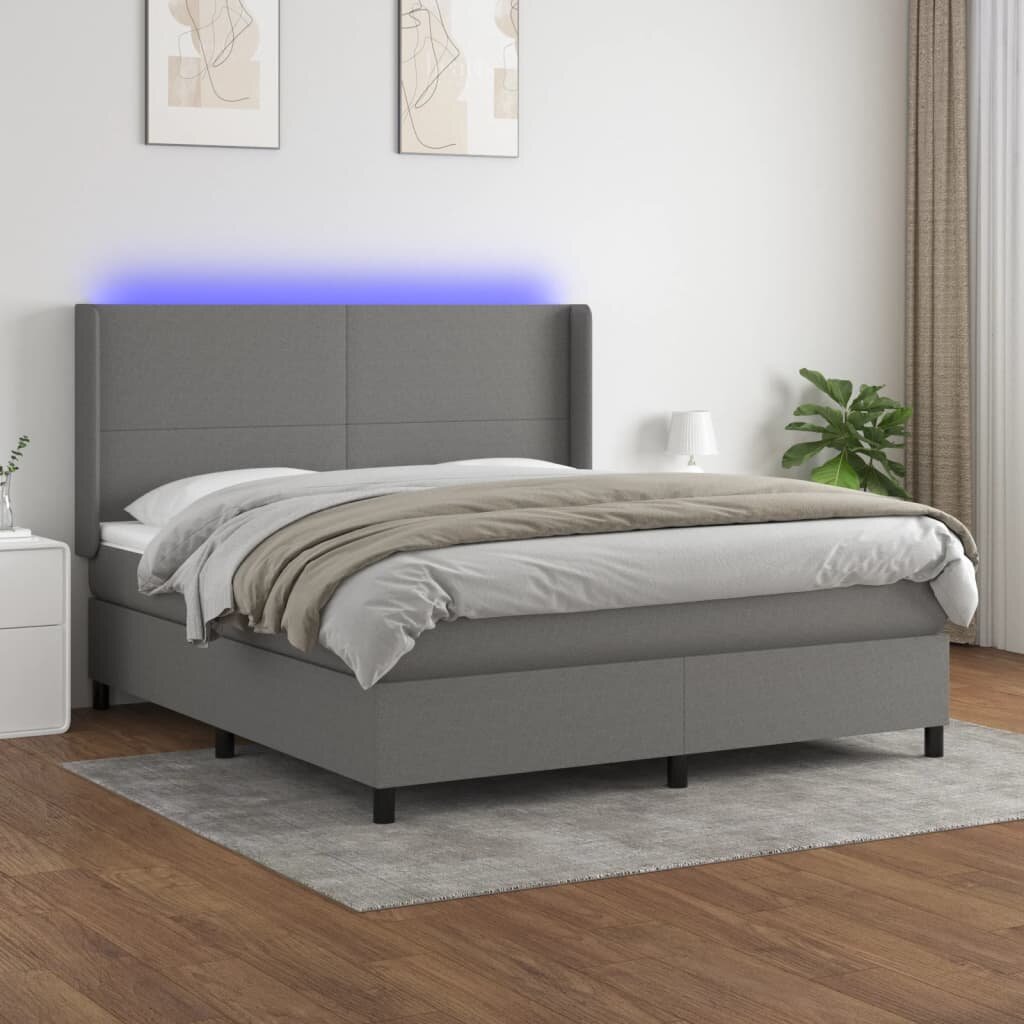 vidaXL LED кутия за пружини с легло с таблото текстил