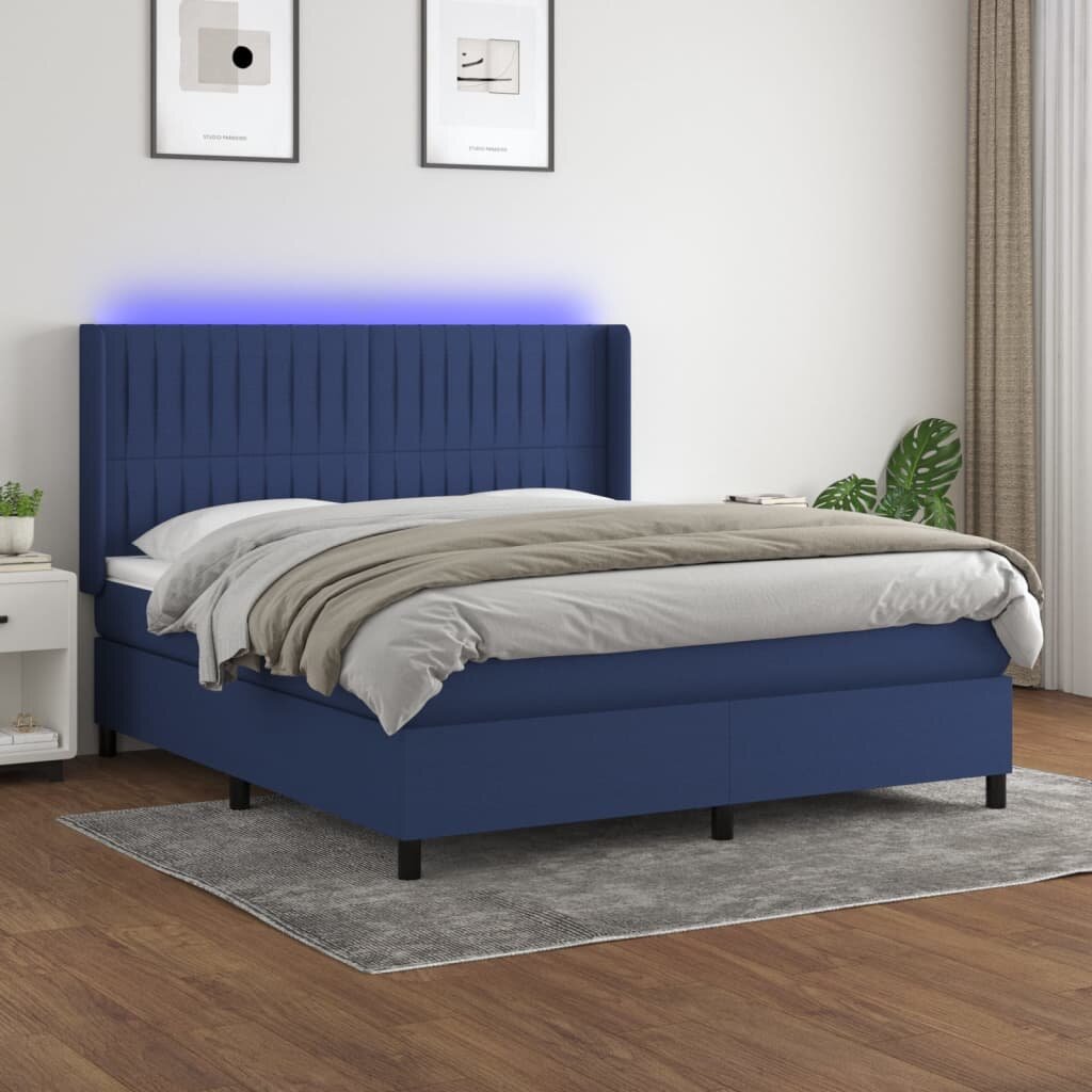 vidaXL LED кутия за пружини с легло с таблото текстил