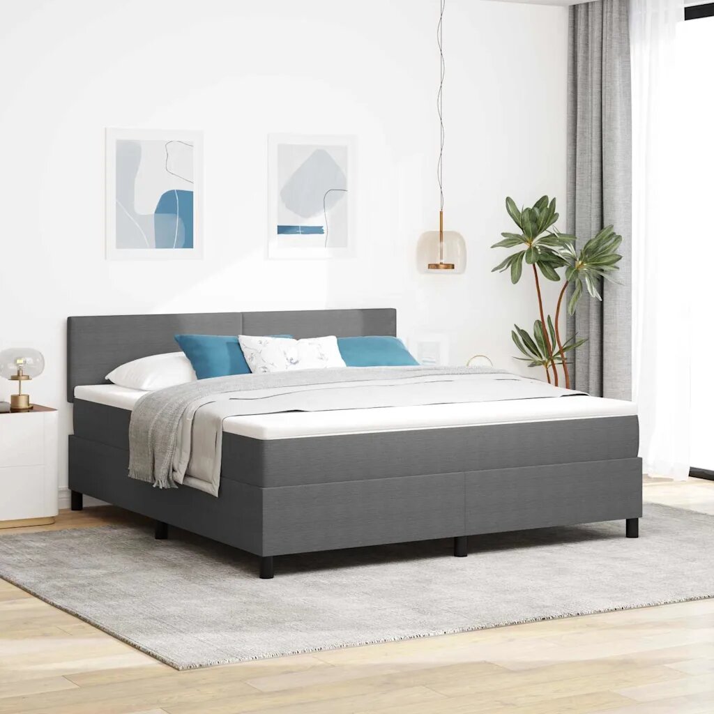 vidaXL LED кутия за пружини с легло Светлосив и бял 180 x 200 cm