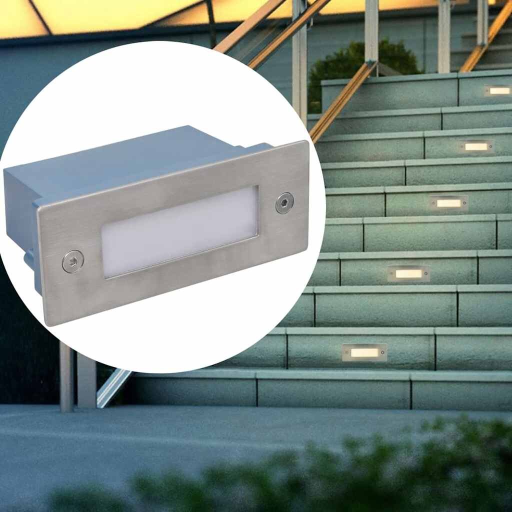 vidaXL LED лампи за вграждане за стълбище 12 бр 44x111x56 мм