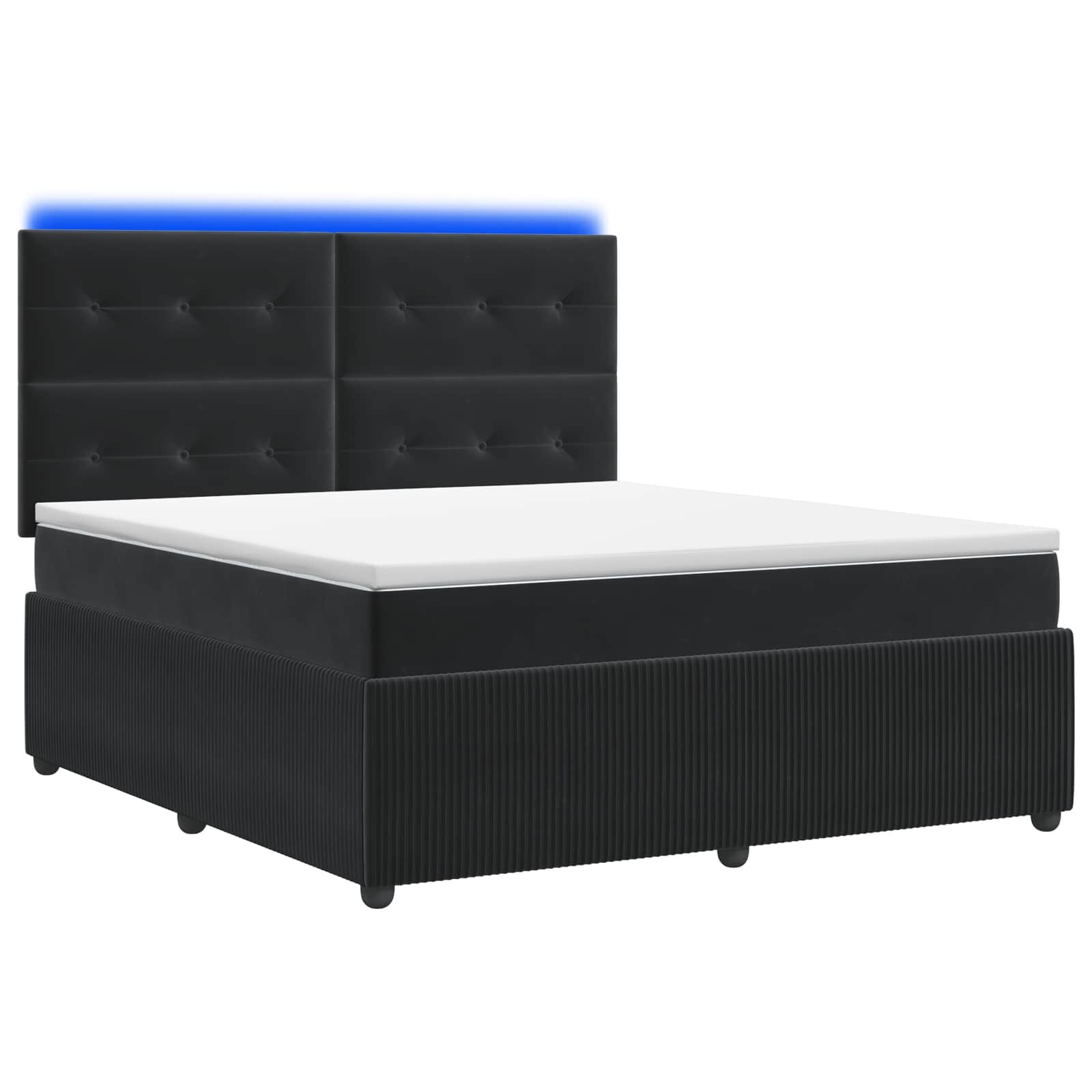 vidaXL LED легло с матрак с LED ленти Черно 140 x 190 cm Кадифе