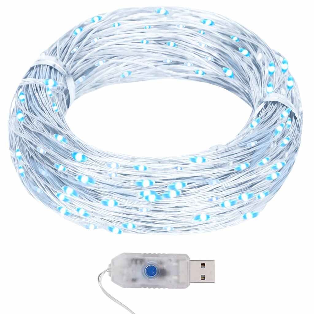 vidaXL LED микро стринг лампички 40 м 400 LED студено бяло 8 функции