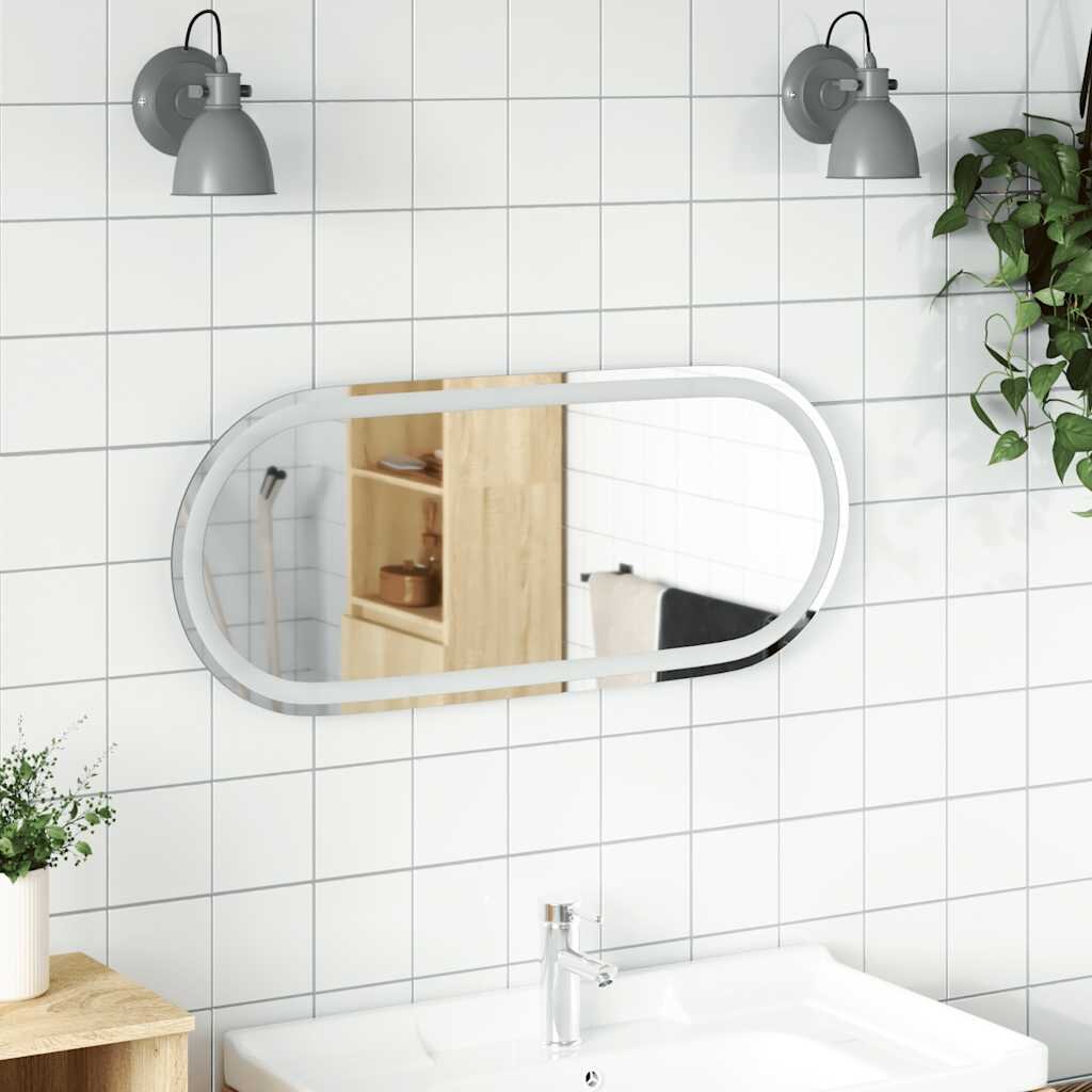 vidaXL LED огледало за баня 80x35 см овално