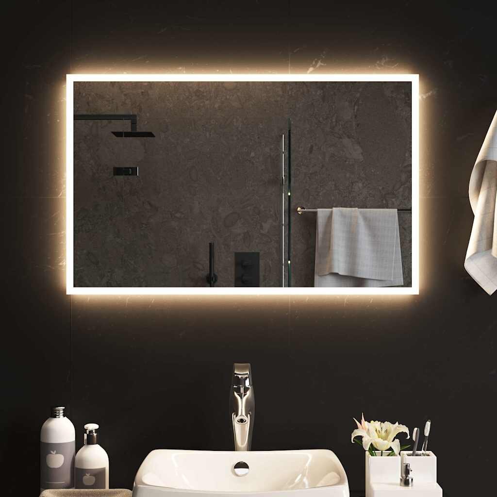 vidaXL LED огледало за баня 80x50 см