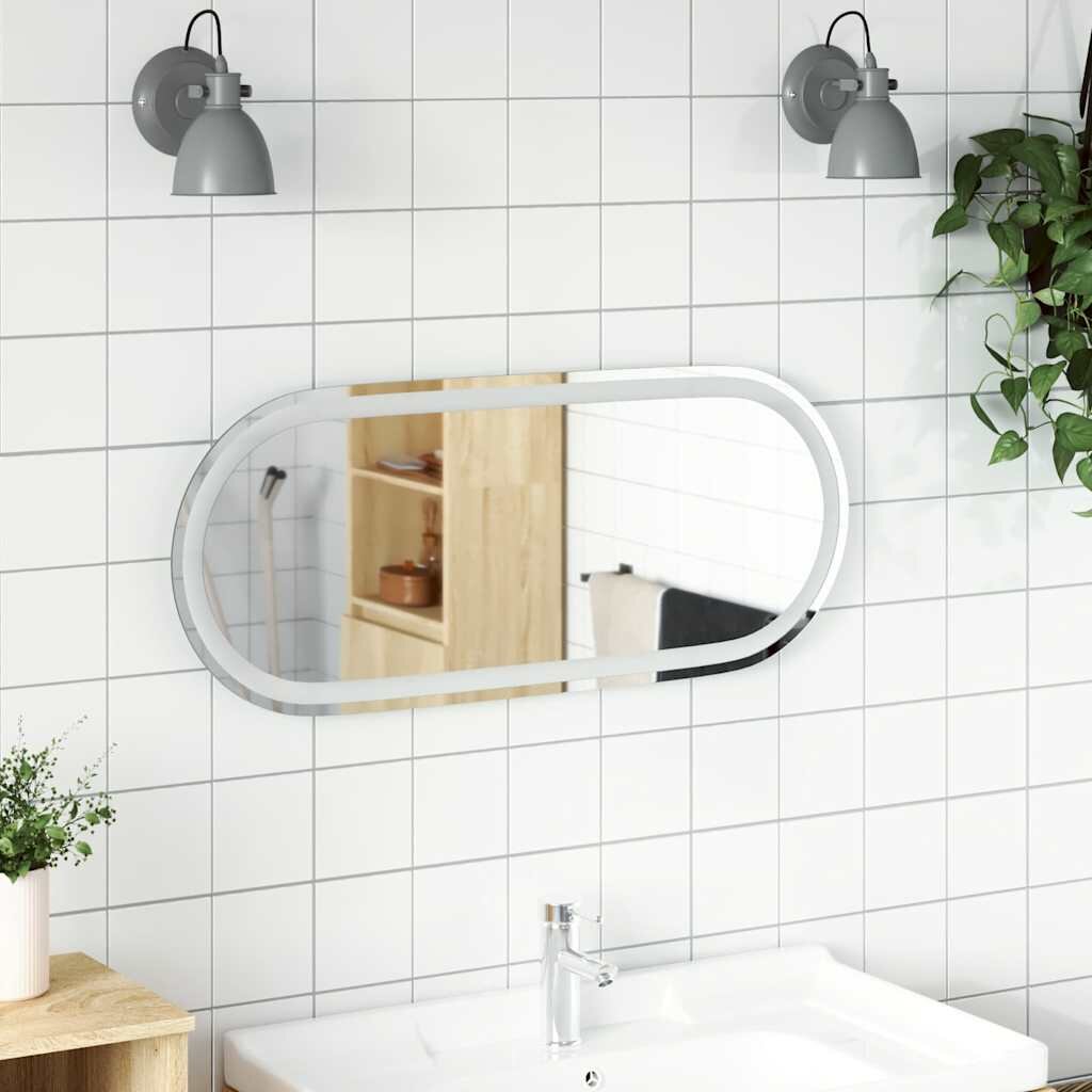 vidaXL LED огледало за баня 90x40 см овално