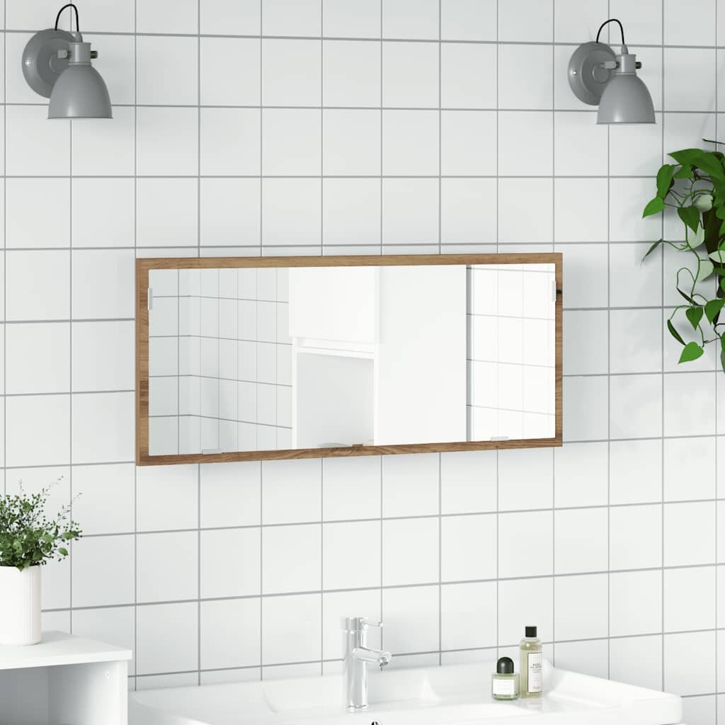 vidaXL LED огледало за баня Artisan Oak 100x85x37 cm