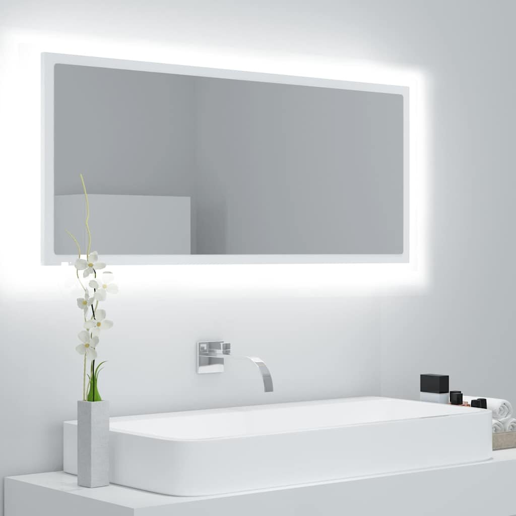vidaXL LED огледало за баня бяло 100x85x37 см акрил