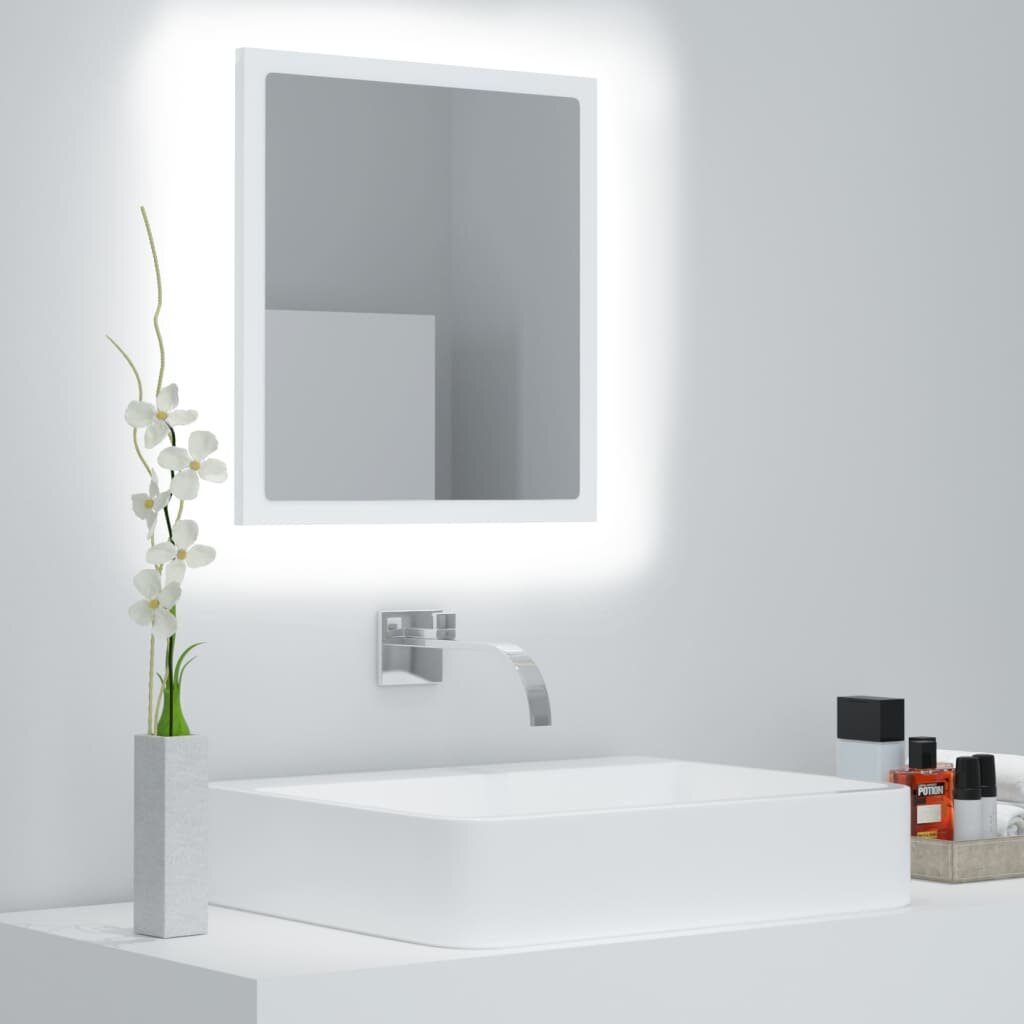 vidaXL LED огледало за баня бяло 40x85x37 см акрил