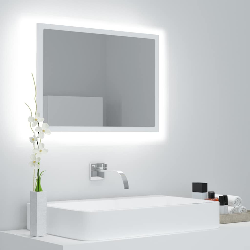 vidaXL LED огледало за баня бяло 60x85x37 см акрил