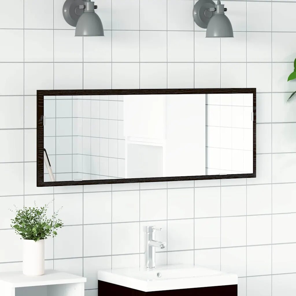 vidaXL LED огледало за баня Черния дъб 100 x 85 x 37 см Стъкло