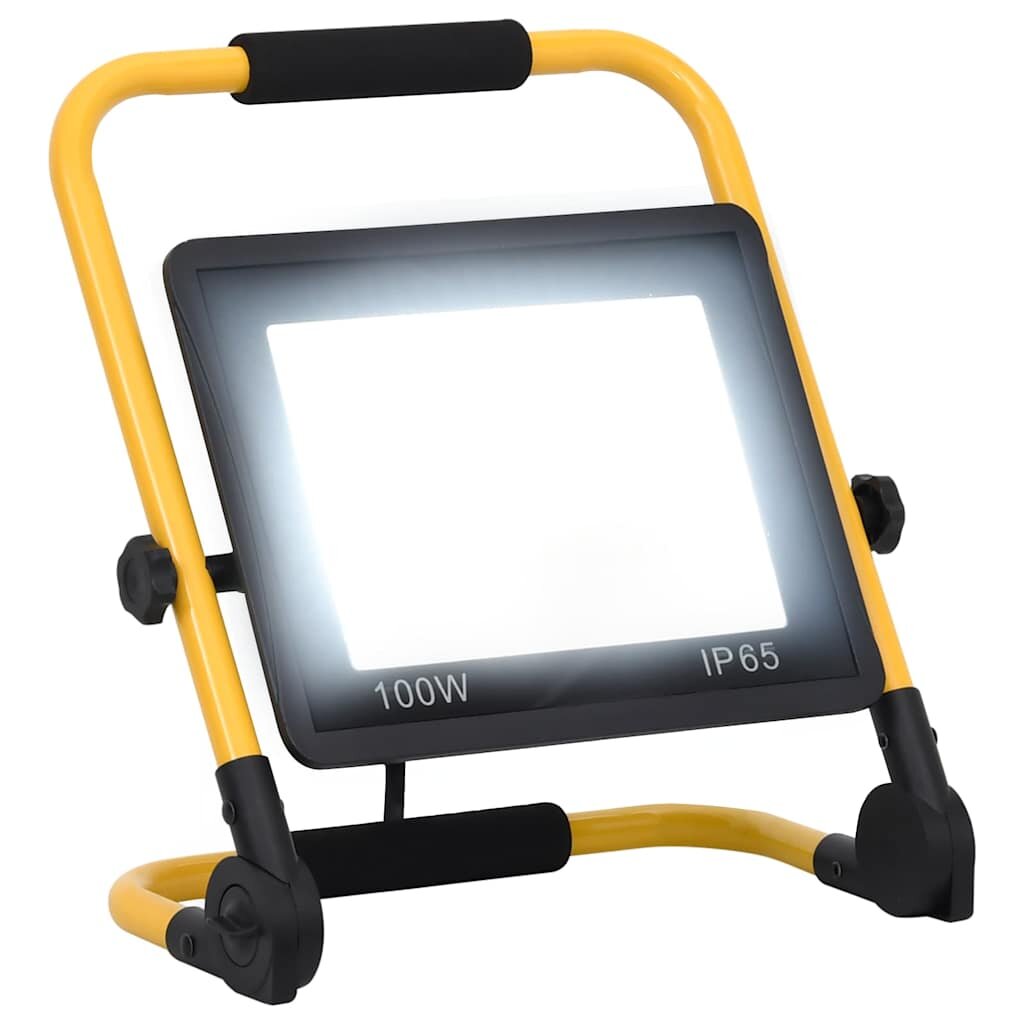 vidaXL LED прожектор с дръжка 100 W студено бяло