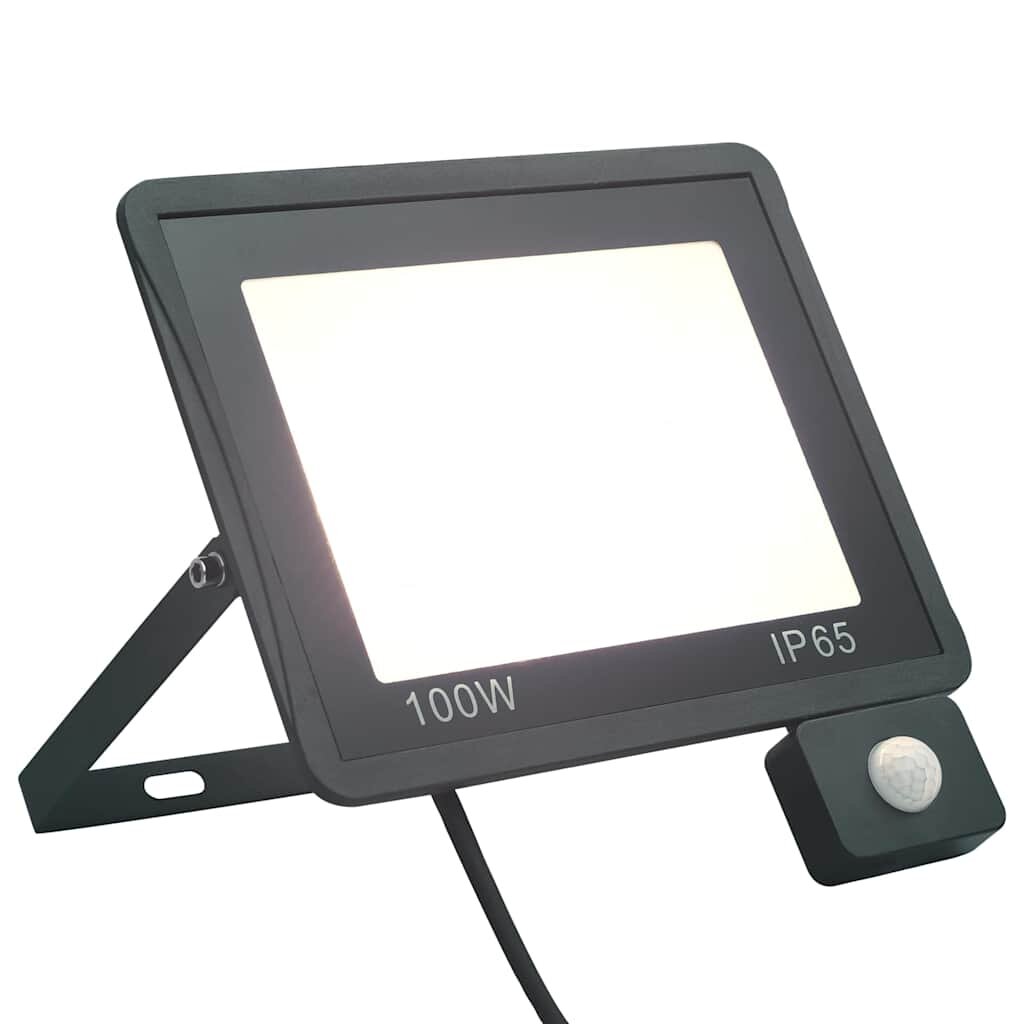 vidaXL LED прожектор със сензор 100 W студено бяло
