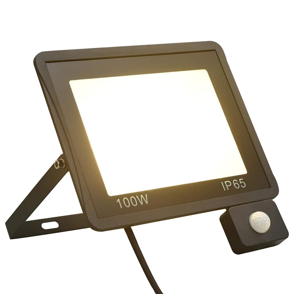vidaXL LED прожектор със сензор 100 W топло бяло
