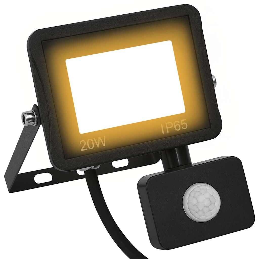 vidaXL LED прожектор със сензор 20 W топло бяло