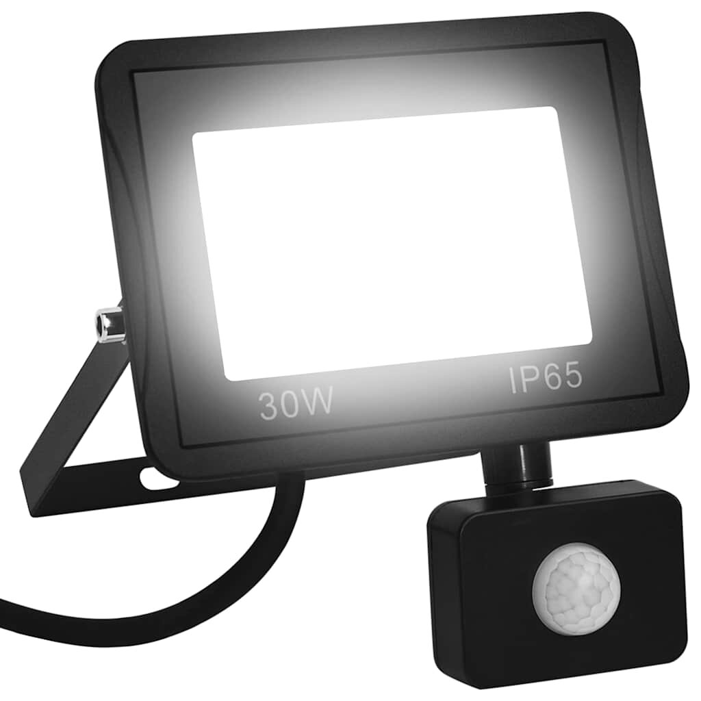 vidaXL LED прожектор със сензор 30 W студено бяло