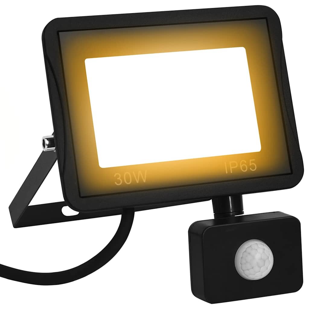vidaXL LED прожектор със сензор 30 W топло бяло