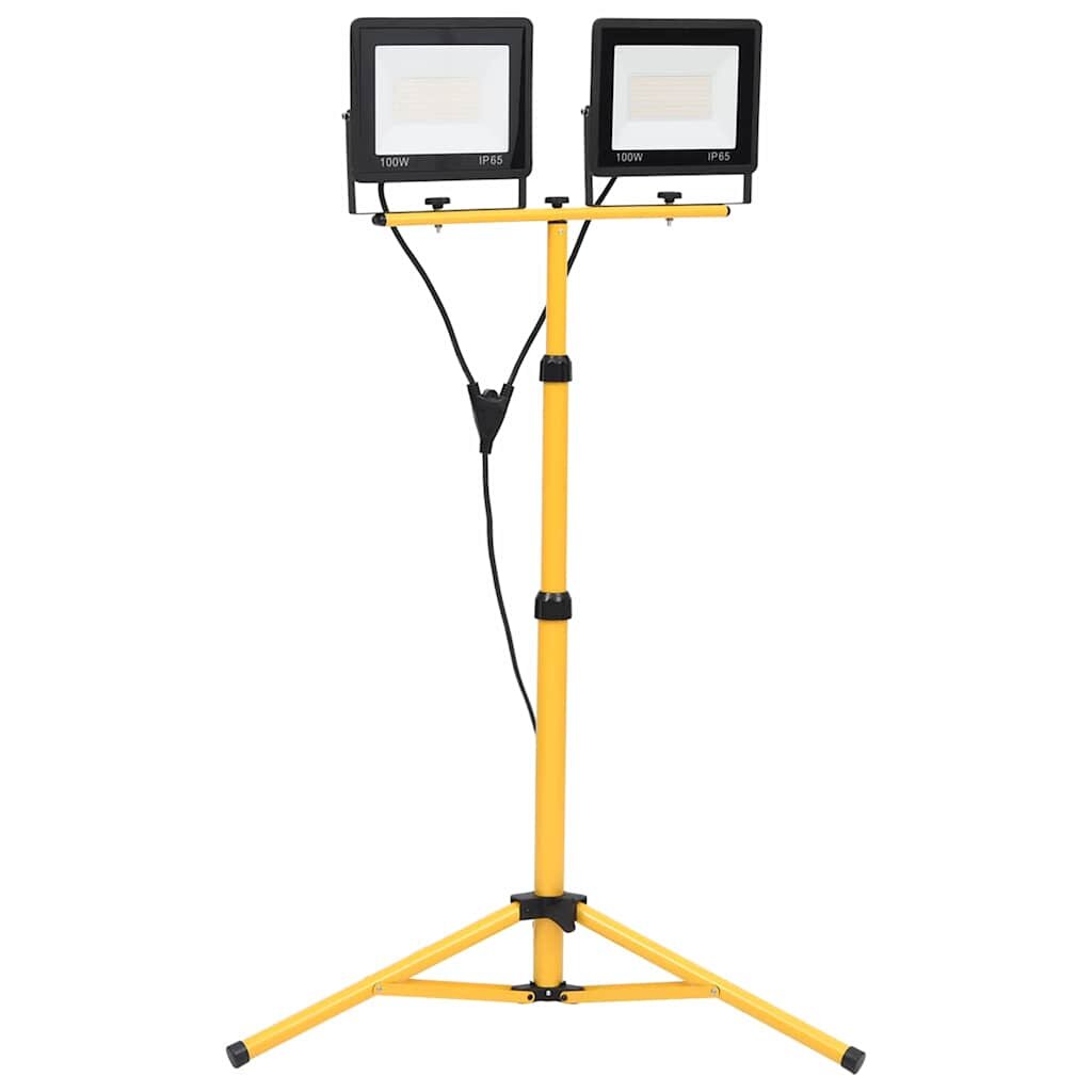vidaXL LED прожектор със статив 2x100 W топло бяло
