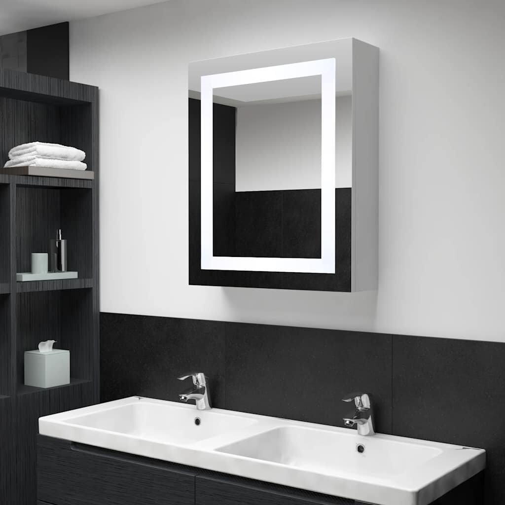 vidaXL LED шкаф с огледало за баня 50x13x70 см