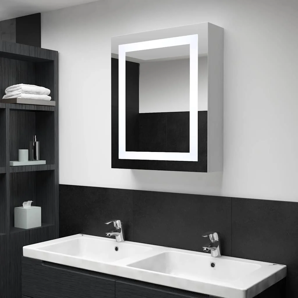 vidaXL LED шкаф с огледало за баня 50x13x70 см