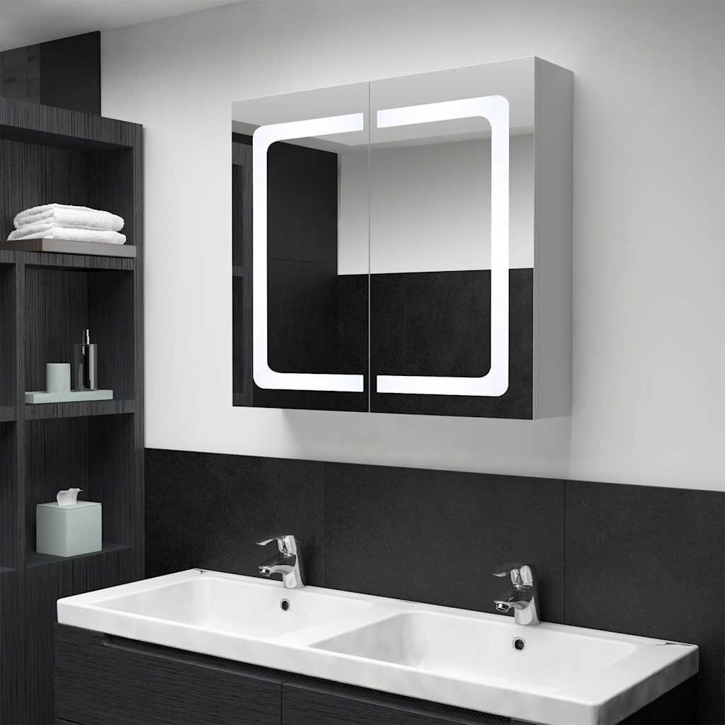 vidaXL LED шкаф с огледало за баня 80x122x68 см