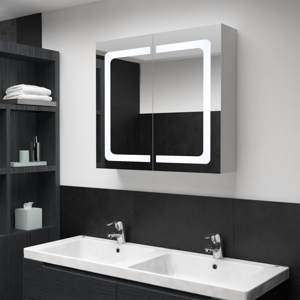 vidaXL LED шкаф с огледало за баня 80x122x68 см