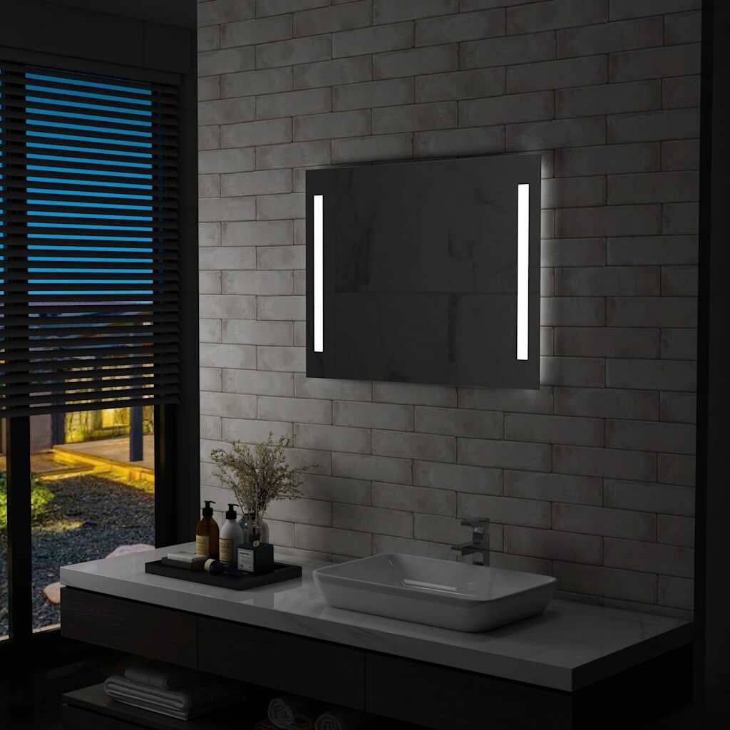 vidaXL LED стенно огледало за баня 80x60 см