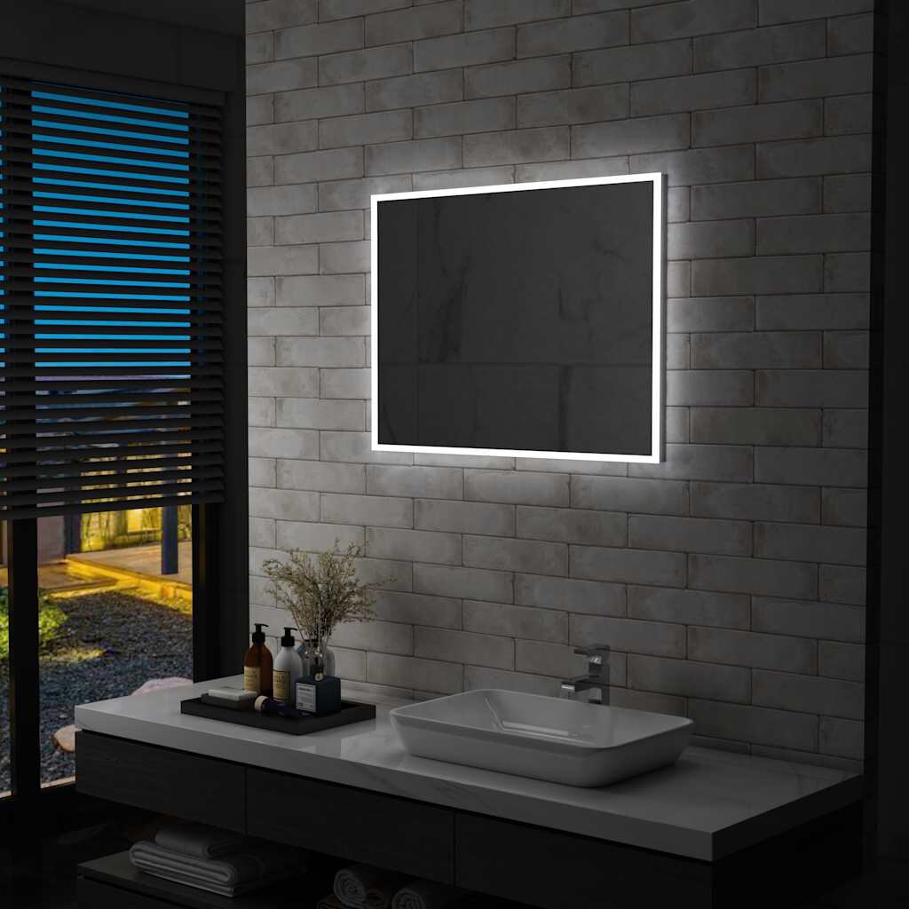 vidaXL LED стенно огледало за баня 80x60 см