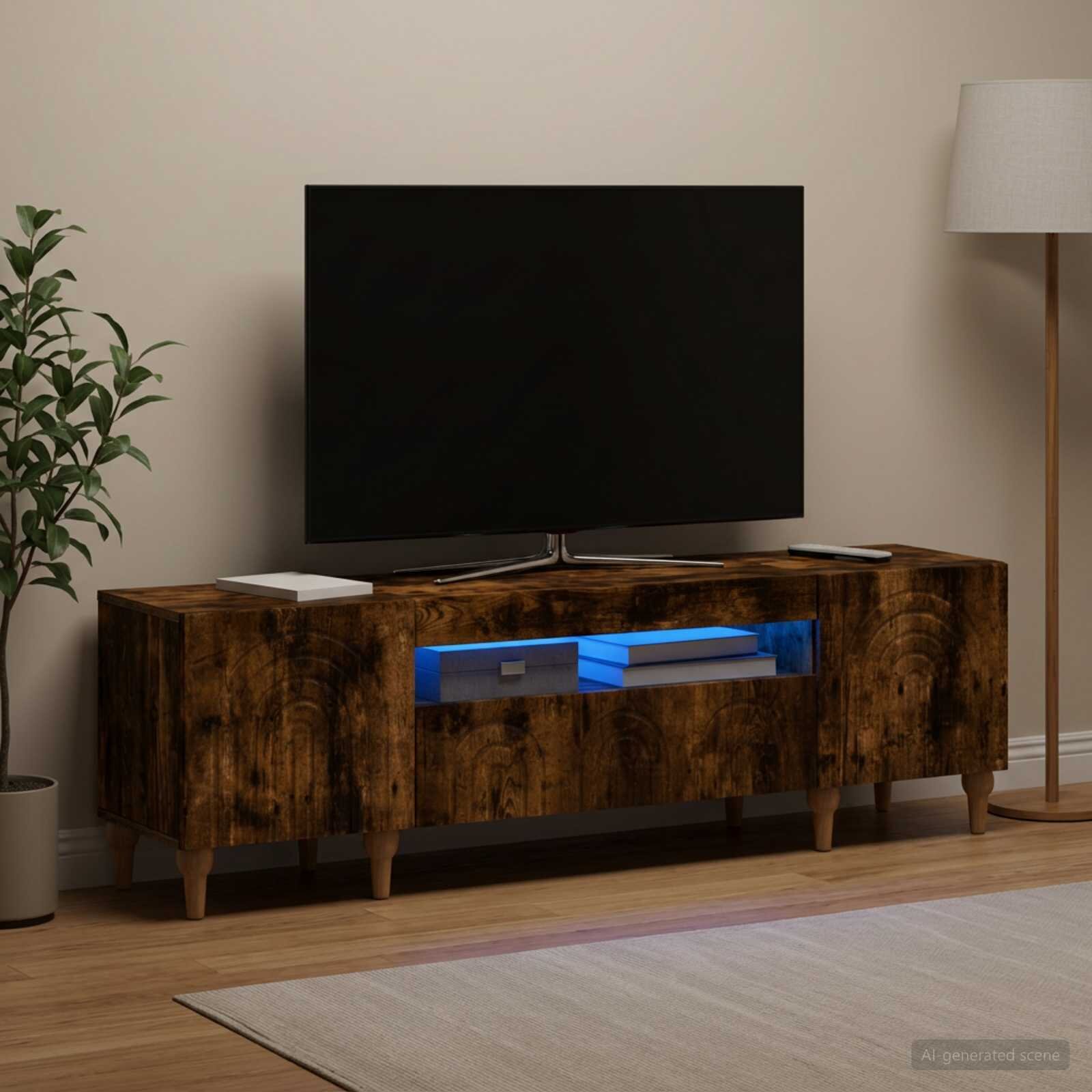 vidaXL LED телевизионен кабинет ALKMAAR 153 x 35 x 43 см Опушен дъб