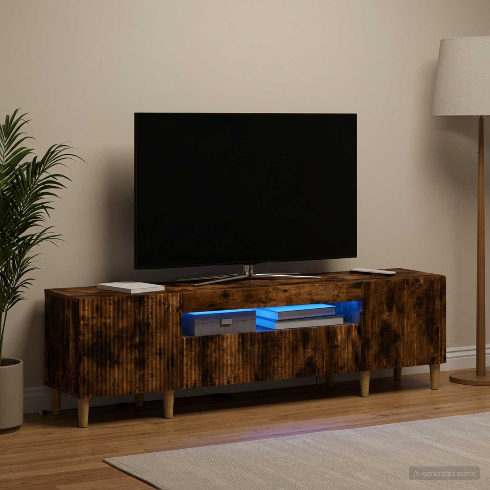vidaXL LED телевизионен кабинет ARNHEM 153 x 35 x 43 см Опушен дъб
