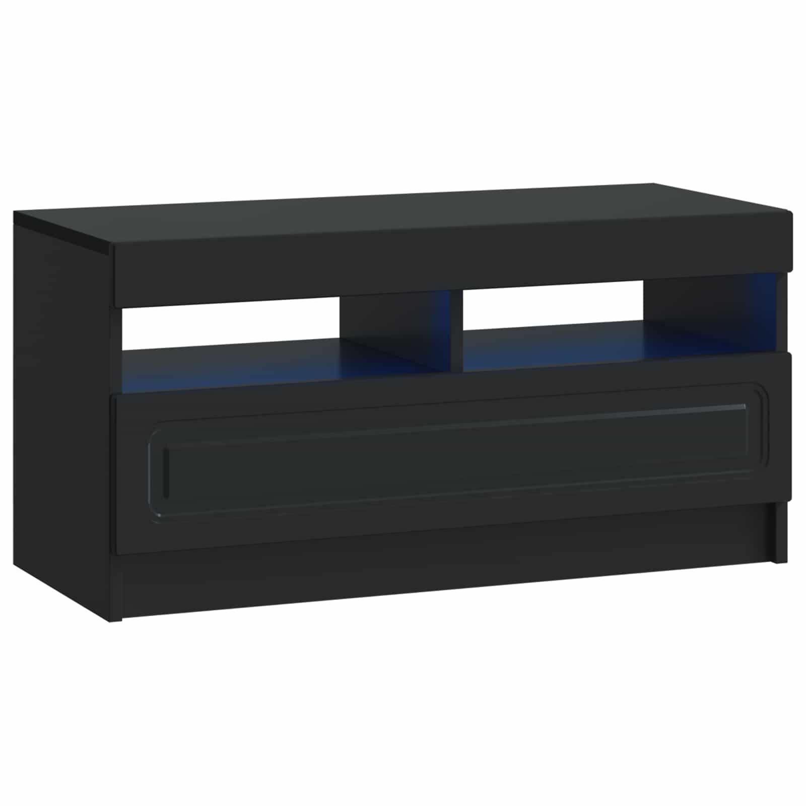 vidaXL LED телевизионен кабинет Черно Инженерна дървесина