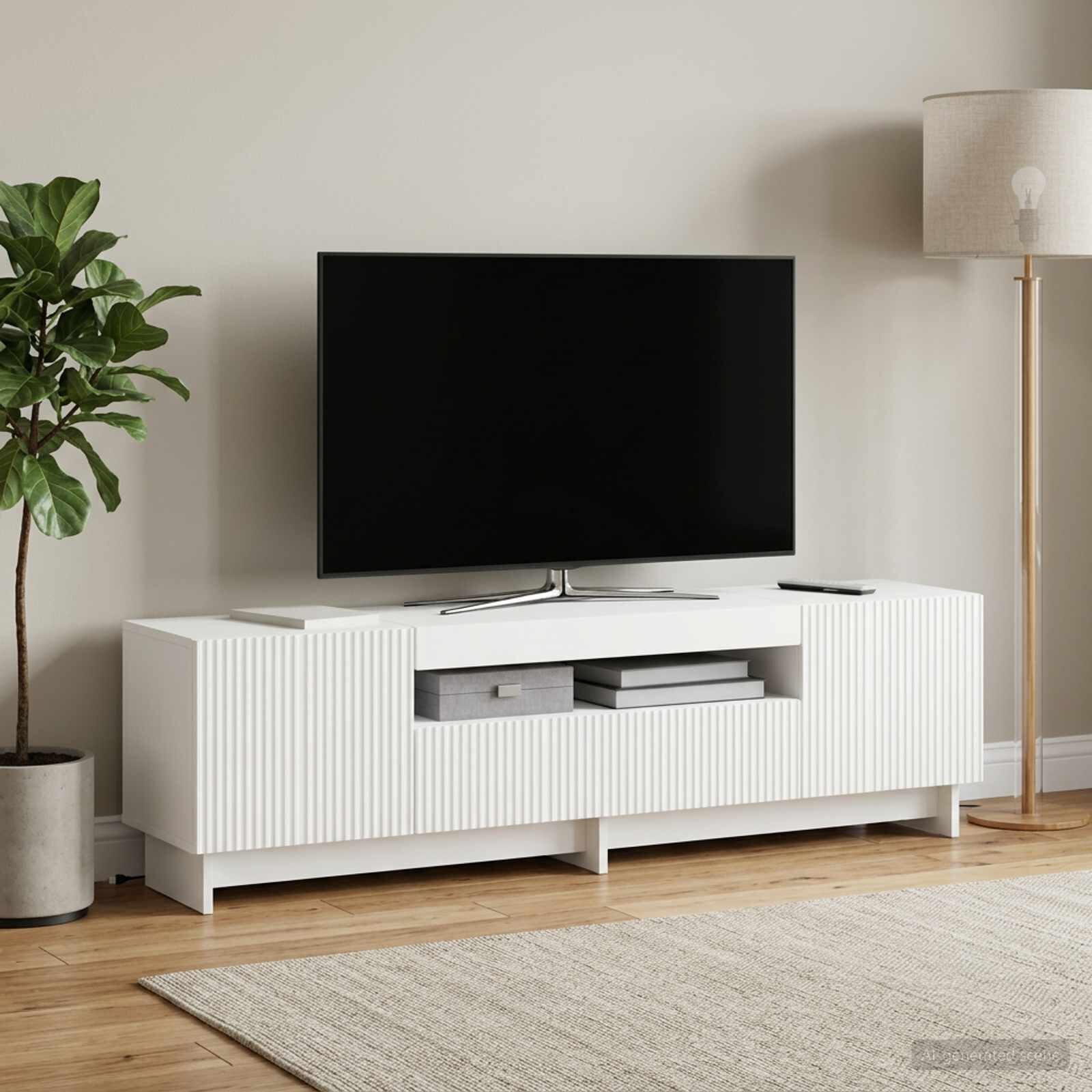 vidaXL LED телевизионен кабинет EDE 153 x 35 x 43 см Бяло