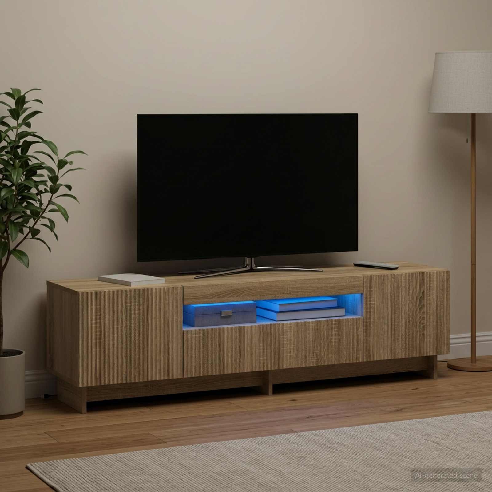 vidaXL LED телевизионен кабинет EDE 153 x 35 x 43 см Дъб сонома
