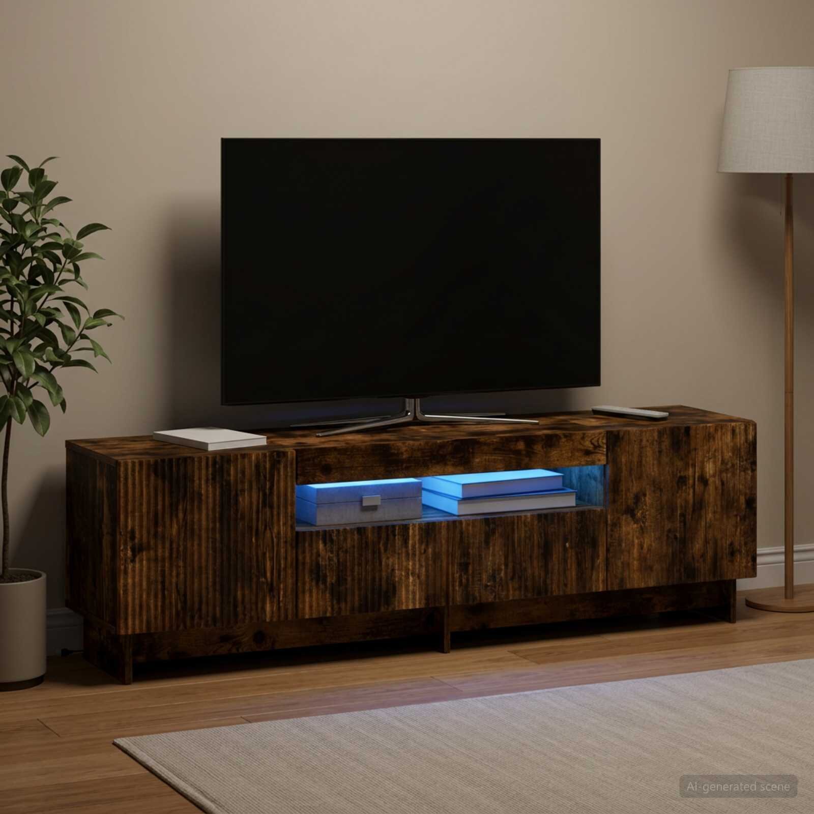 vidaXL LED телевизионен кабинет EDE 153 x 35 x 43 см Опушен дъб