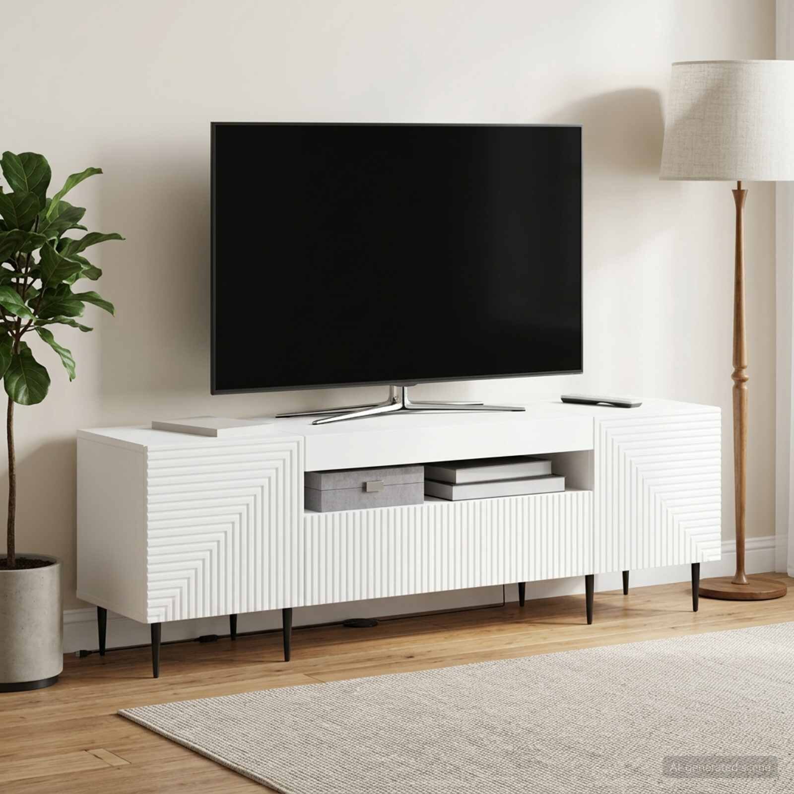 vidaXL LED телевизионен кабинет HAARLEM 153 x 35 x 43 см Бяло