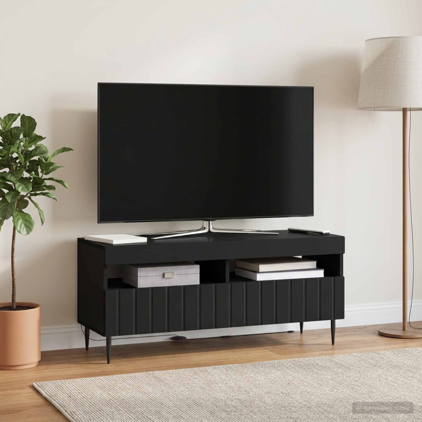 vidaXL LED телевизионен кабинет ZWOLLE 100 x 35 x 43 см Черно