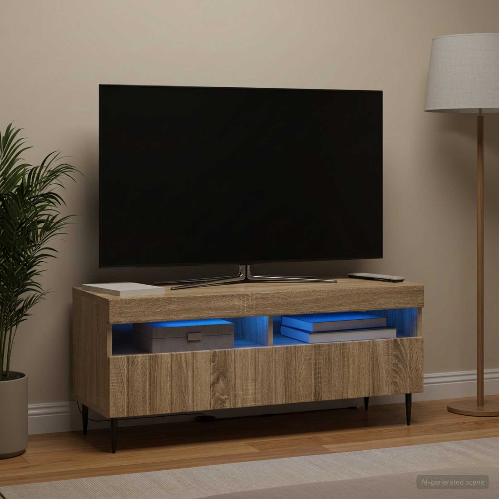 vidaXL LED телевизионен кабинет ZWOLLE 100 x 35 x 43 см Дъб сонома