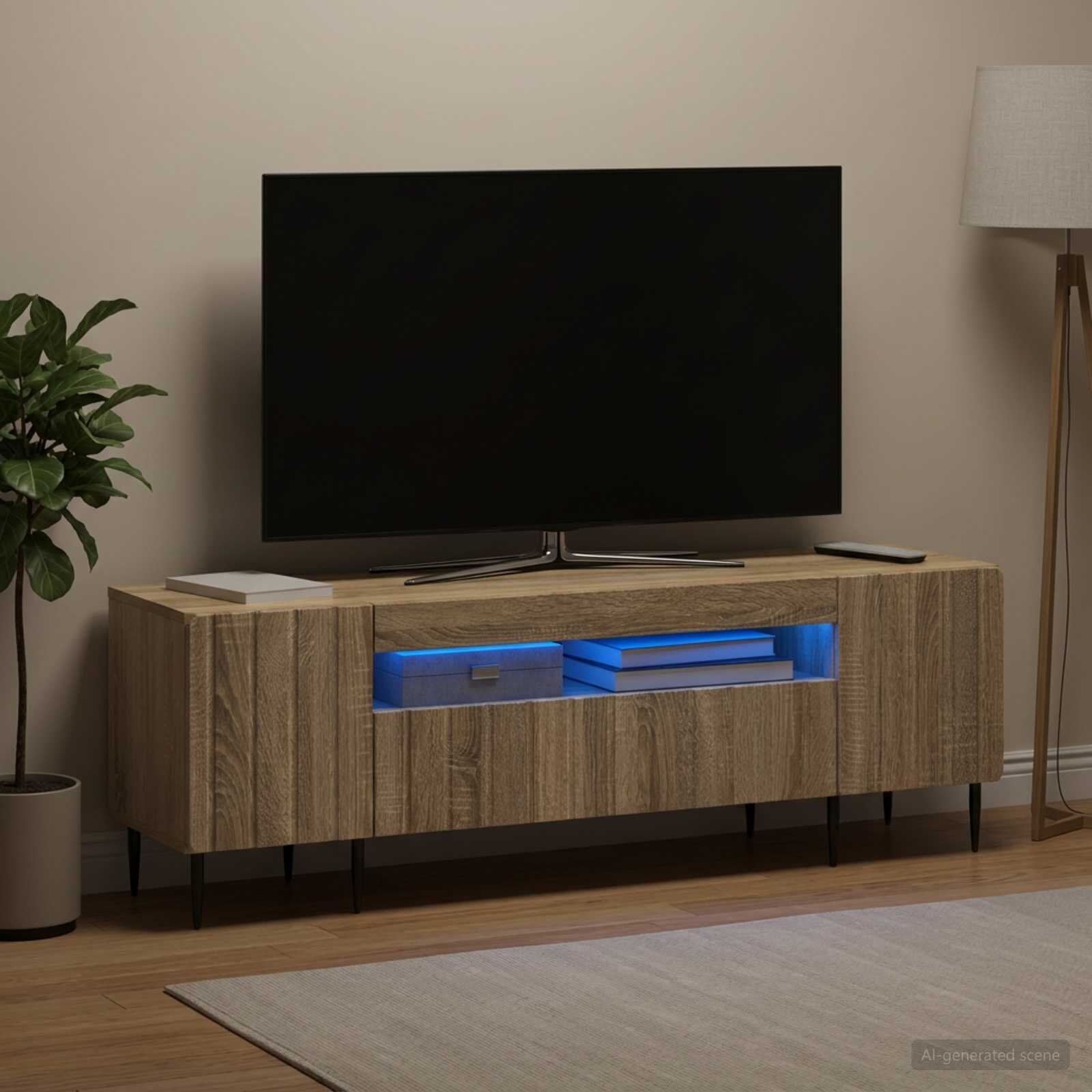 vidaXL LED телевизионен кабинет ZWOLLE 153 x 35 x 43 см Дъб сонома
