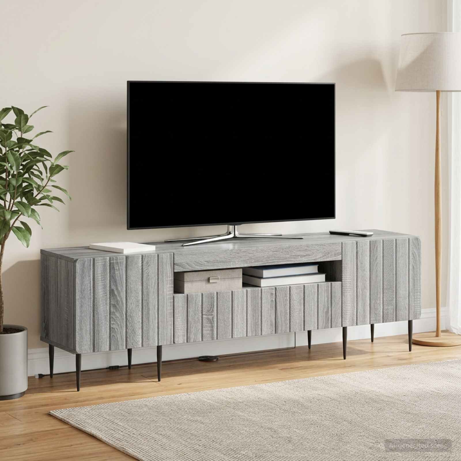 vidaXL LED телевизионен кабинет ZWOLLE 153 x 35 x 43 см Сив Сонома