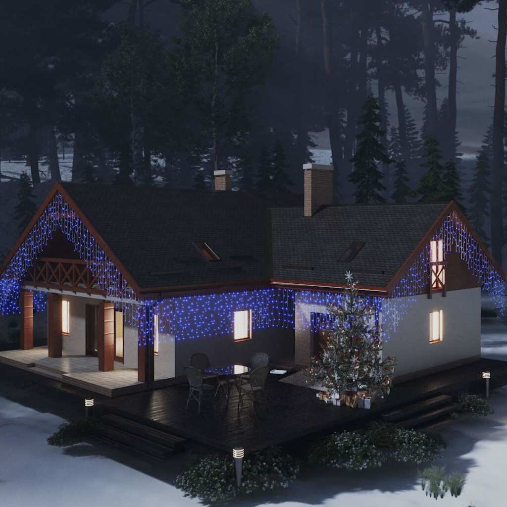 vidaXL LED завеса ледени висулки 10 м 400 LED синя 8 режима