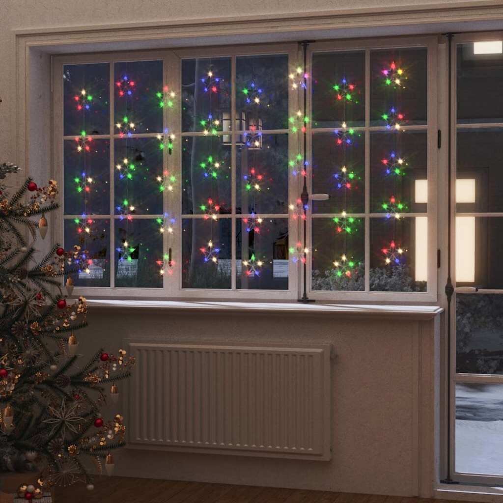 vidaXL LED завеса от светещи звезди 200 LED цветни 8 режима