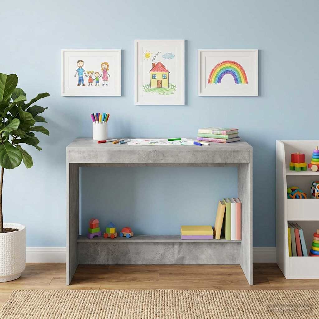 vidaXL Легло с бюро Бетонно сиво Инженерна дървесина 100 x 45 x 75 cm