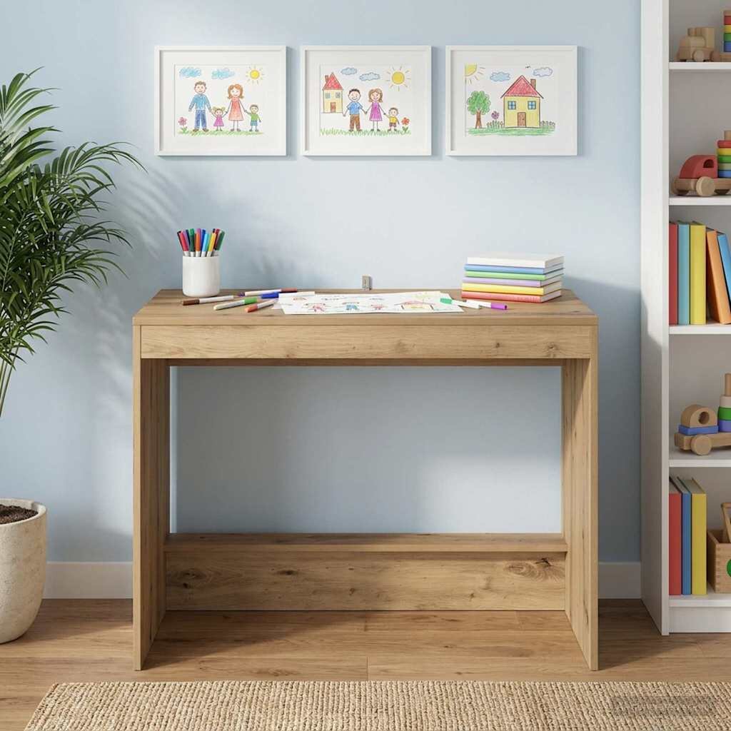 vidaXL Легло с бюро Дъб артизан Инженерна дървесина 100 x 45 x 75 cm